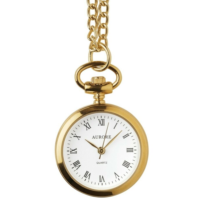 Montre pendentif dor&eacute;e &agrave; piles chiffres romains