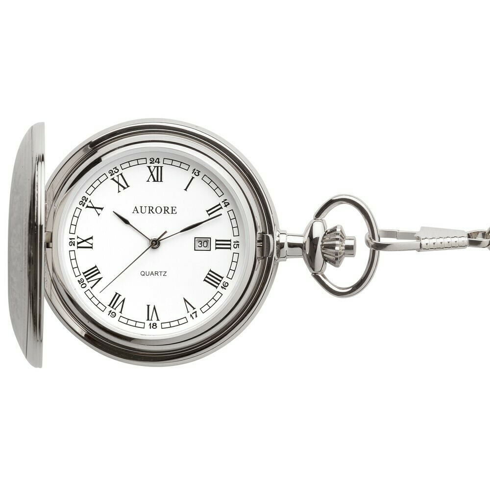 Montre gousset argent&eacute;e avec date chiffres romains