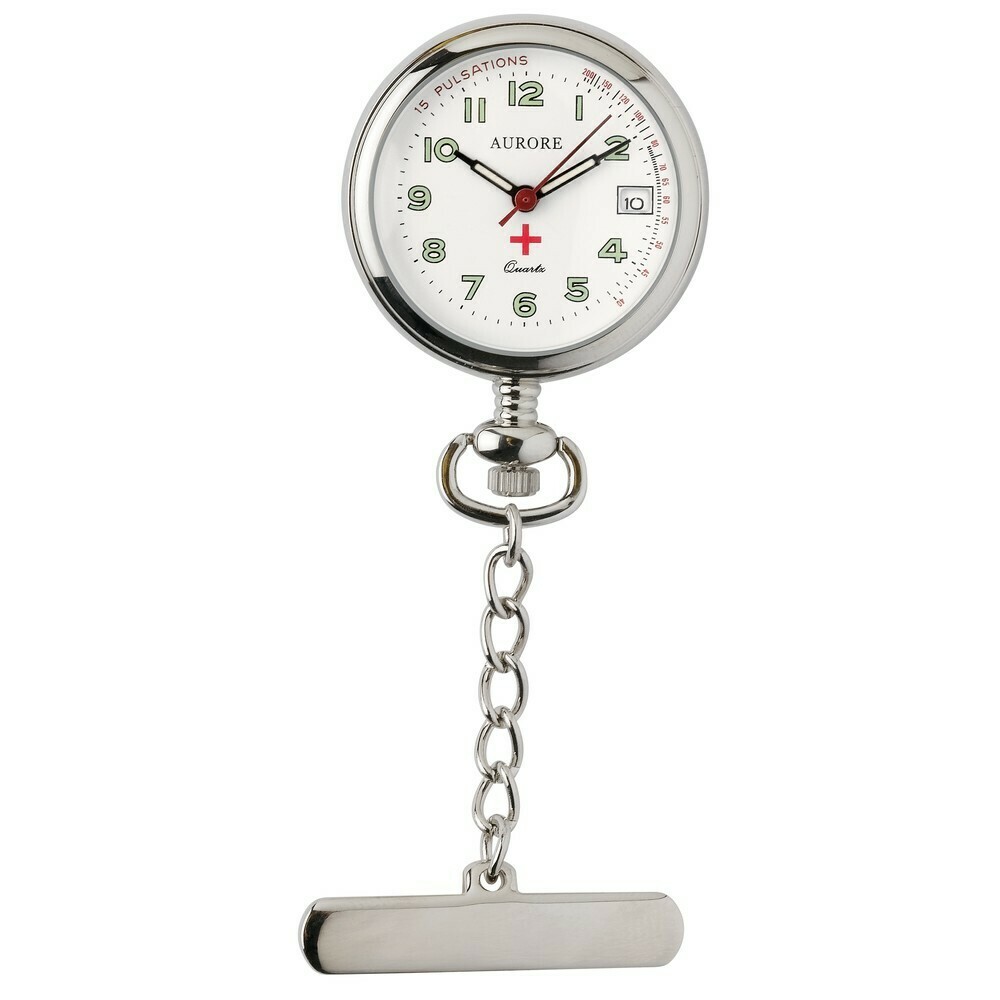 Montre de poche infirmi&egrave;re en m&eacute;tal affichage de la date