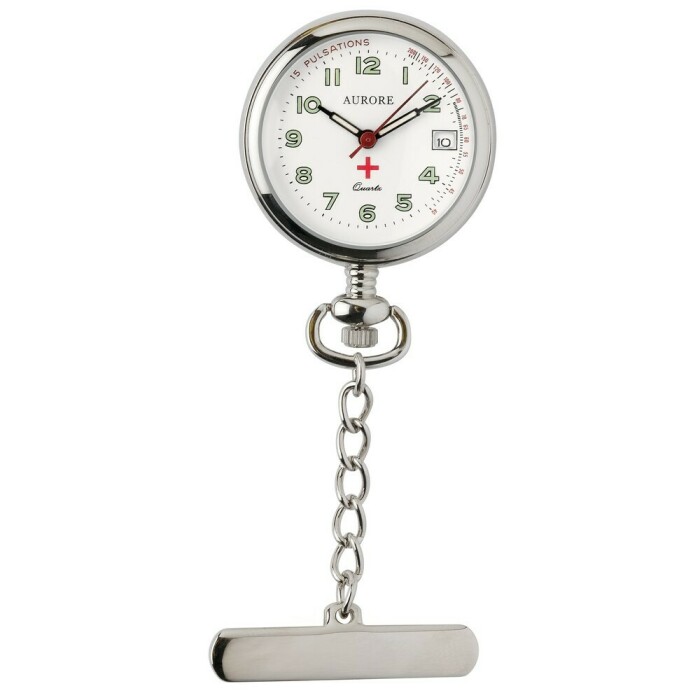 Montre de poche infirmi&egrave;re en m&eacute;tal affichage de la date