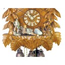 Horloge coucou 8 jours de la For&ecirc;t-Noire chalet chasseur avec aigle 50 cm d&eacute;tails sc&egrave;ne