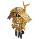 Horloge coucou 8 jours de la For&ecirc;t-Noire chalet chasseur avec aigle 50 cm profil