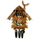 Horloge coucou 8 jours de la For&ecirc;t-Noire chalet chasseur avec aigle 50 cm