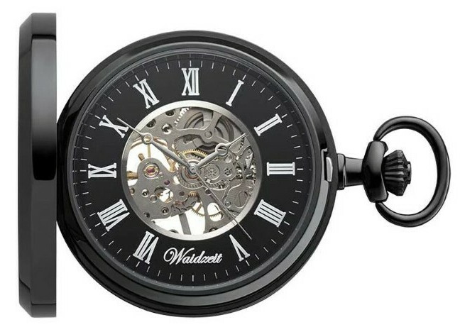 Montre de poche noir en bois et métal