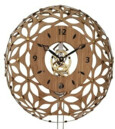 Horloge m&eacute;canique moderne Boule en bois et acier_zoom