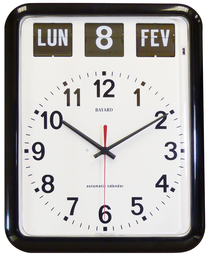Horloge Murale Analogique Jaune Avec Calendrier Perpétuel - Viso 60 Geemarc Pour Malvoyants Et Séniors - 35x35 Cm