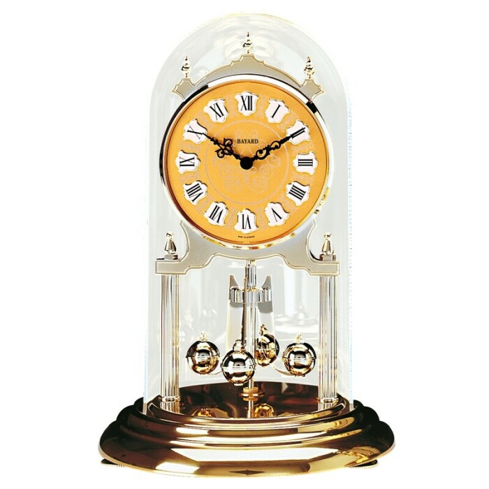 Pendule 400 jours sous cloche Bayard cadran couleur champagne 30 cm