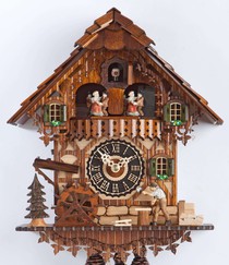 Horloge coucou chalet 1 jour musical danseurs gros plan