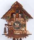 Horloge coucou chalet 1 jour musical danseurs gros plan