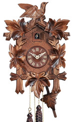 Horloge coucou traditionnel feuilles et oiseau 35 cm