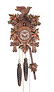 Horloge coucou &agrave; piles feuilles rouges