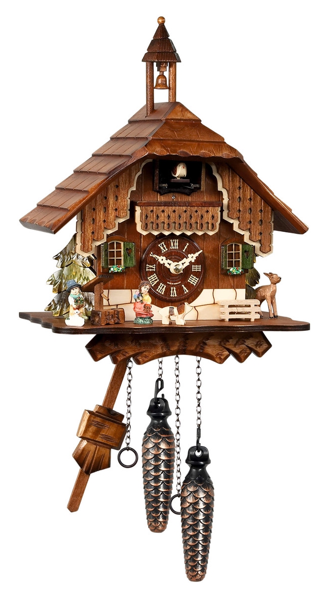 Horloge coucou chalet &agrave; quartz avec clocher