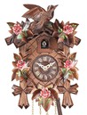 Horloge coucou m&eacute;canique 1 jour fleurs roses