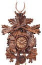 Horloge coucou 8 jours th&egrave;me chasse &eacute;cureuils et renne gros plan