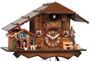 Horloge coucou musical 2 chalets gros plan