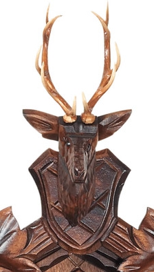 Horloge coucou &agrave; m&eacute;lodie &eacute;cureuils et cerf_zoom renne