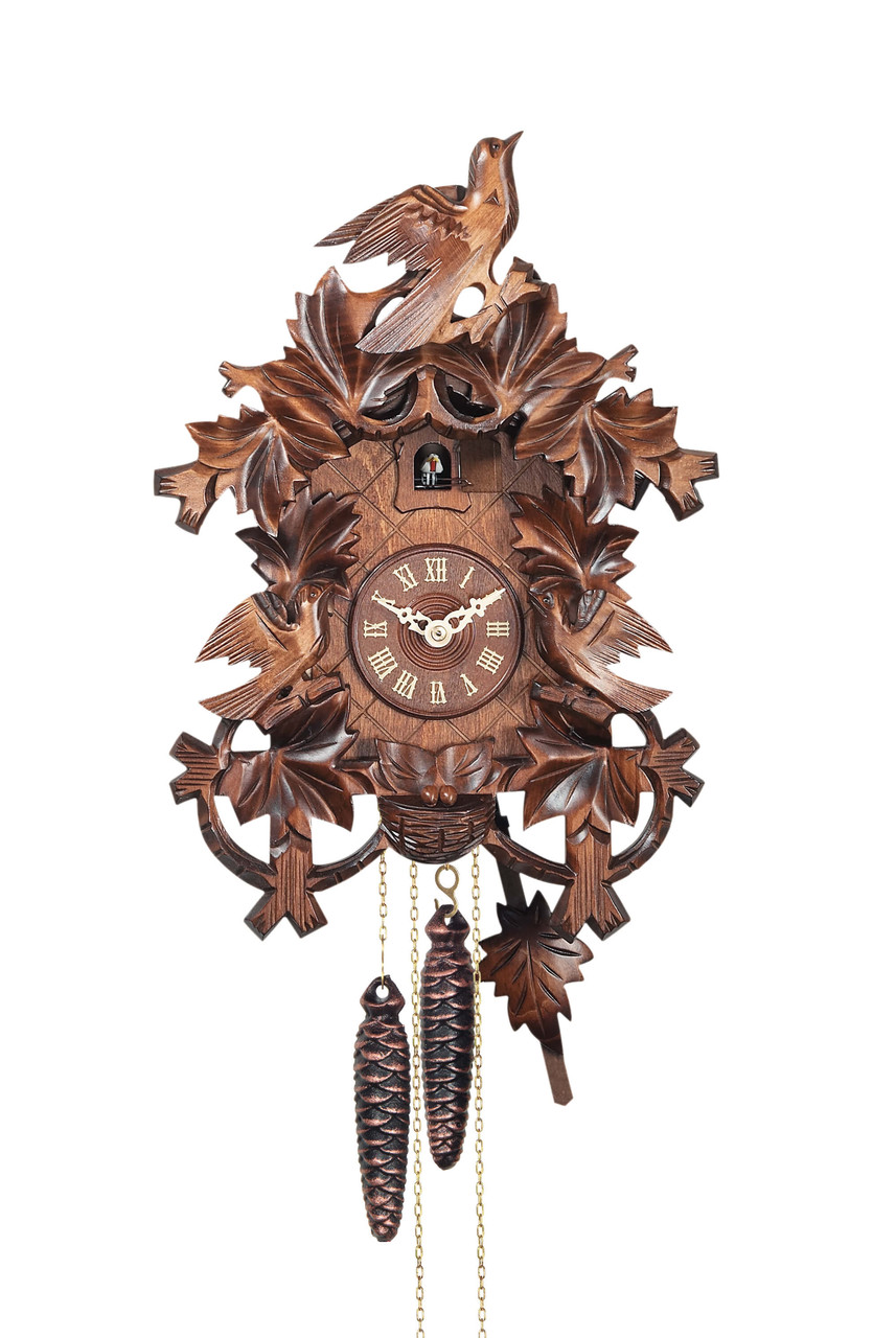 Coucou m&eacute;canique traditionnel 8 jours 3 oiseaux