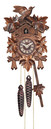 Horloge coucou &agrave; piles en bois feuilles 22 cm