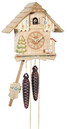 Horloge coucou &agrave; piles chalet couleur bois naturel 20 cm