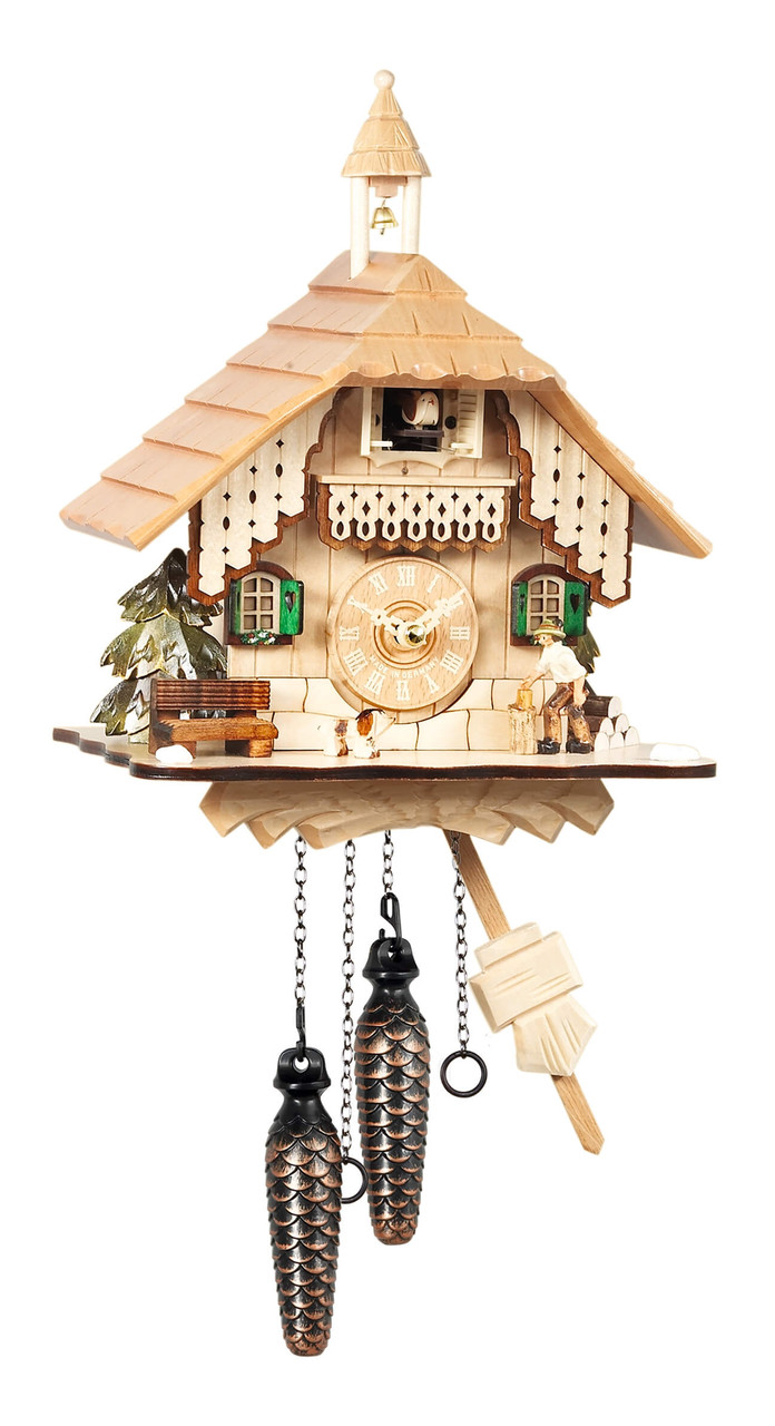 Horloge coucou en bois b&ucirc;cheron couleur naturelle