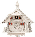 Horloge coucou musical &agrave; piles chalet blanc gros plan