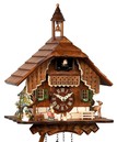 Horloge coucou chalet &agrave; quartz avec clocher gros plan
