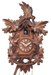 Horloge coucou à mélodie en bois oiseau grappes de raisin 25 cm