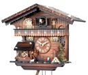 Horloge coucou &agrave; m&eacute;lodie &agrave; piles chalet forestier 26 cm gros plan