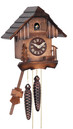 Horloge coucou &agrave; piles en bois de noyer 20 cm