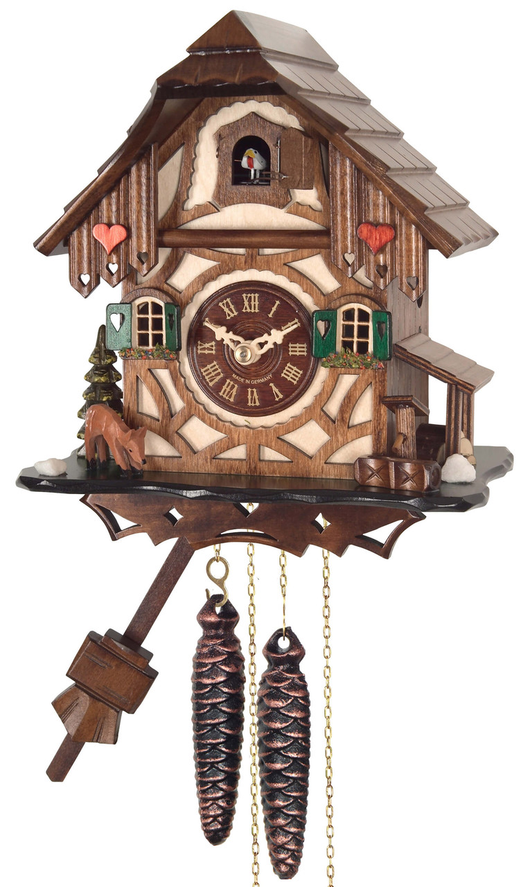 Horloge coucou traditionnel 1 jour chalet petits coeurs