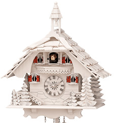 Horloge coucou chalet blanc mélodie zoom
