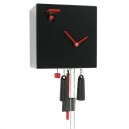Horloge coucou moderne carr&eacute;e avec mouvement 8 jours noir