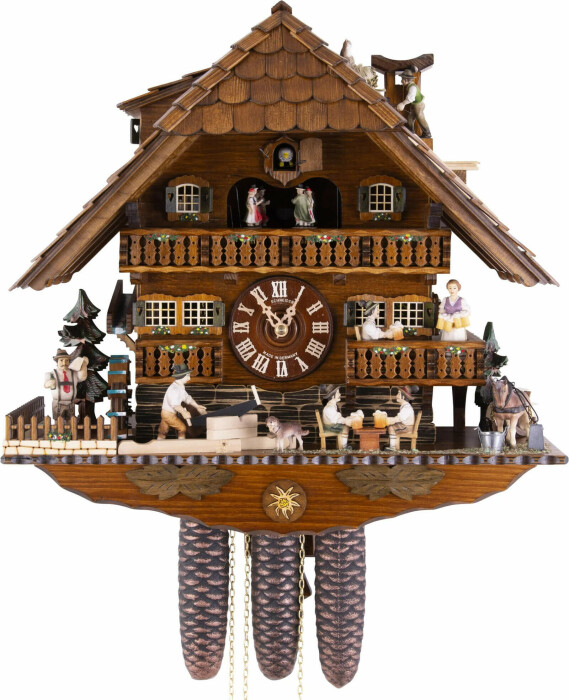 Horloge coucou mécanique musical chalet 8 jours réparateur toit 43 cm