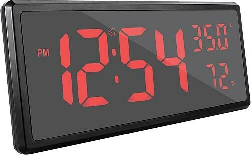 Horloge murale ronde LED Rouge /Noir