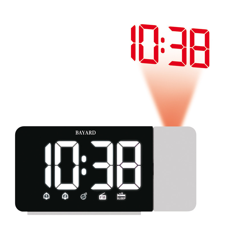 Radio-réveil à projection avec affichage rouge et port de