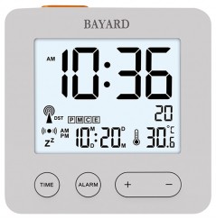 Réveil radio-piloté avec température Bayard argenté