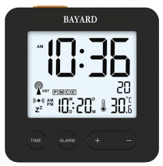 Réveil radio-piloté noir Bayard affichage de la température