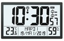 Horloge murale digitale radio pilot&eacute;e grise fonc&eacute;e avec calendrier en fran&ccedil;ais