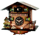 Horloge coucou &agrave; m&eacute;lodie &agrave; piles chalet fleuri_zoom