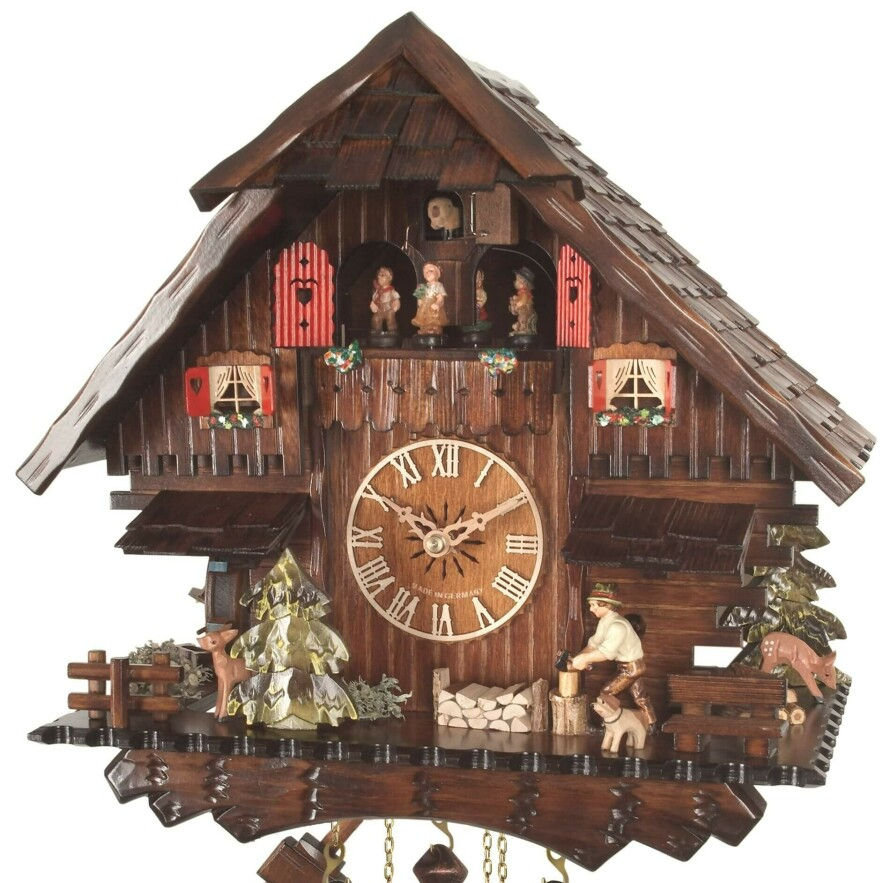Horloge coucou chalet musical 8 jours bucheron 35 cm_zoom