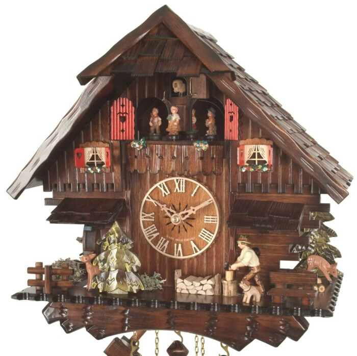 Horloge coucou chalet musical 8 jours bucheron 35 cm_zoom