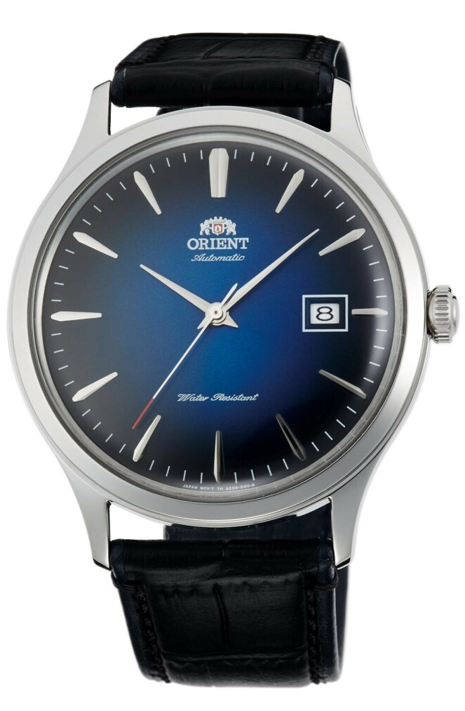 Montre automatique cadran bleu nuit bracelet cuir pour homme avec date