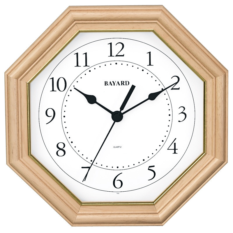 Pendule murale octogonale entourage bois clair