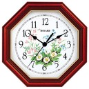 Pendule murale entourage bois cadran motifs fleurs