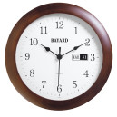 Horloge murale &agrave; calendrier ronde entourage en bois fonc&eacute; Bayard