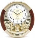 Pendule murale anim&eacute;e rotation du balancier style bois fonc&eacute;