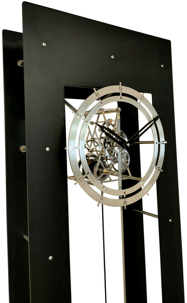 Horloge m&eacute;canique moderne en acier Gratte-Ciel noir_ zoom