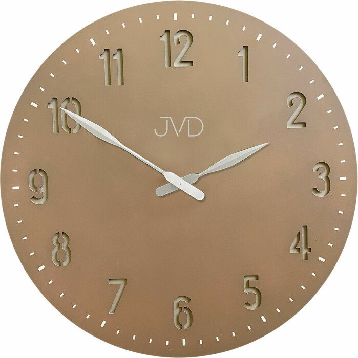 Horloge murale silencieuse chiffres découpés couleur bois