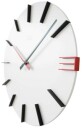 Pendule murale moderne blanche et rouge index en relief profil