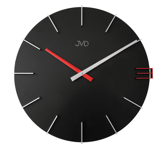 Pendule murale moderne noire et rouge index en relief